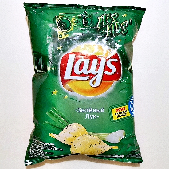 レイズ　Lay's　ポテトチップス　ネギ味　Зеленый Лук　（小）