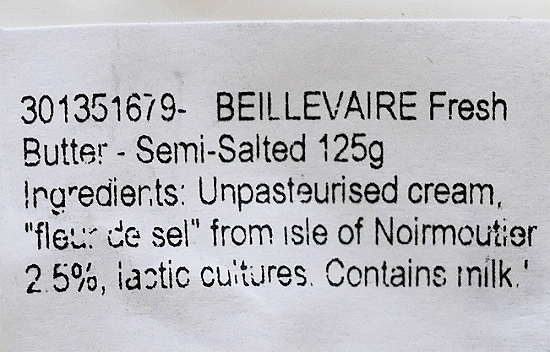 beillevaire ベイユヴェール DEMI-SEL 有塩 生バター BEURRE CRU 125gの口コミ