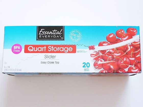 エッセンシャルエブリデイ スライダーバッグ Quart Storage ジッパーバッグ 20.3×17.8cm 20枚の口コミ