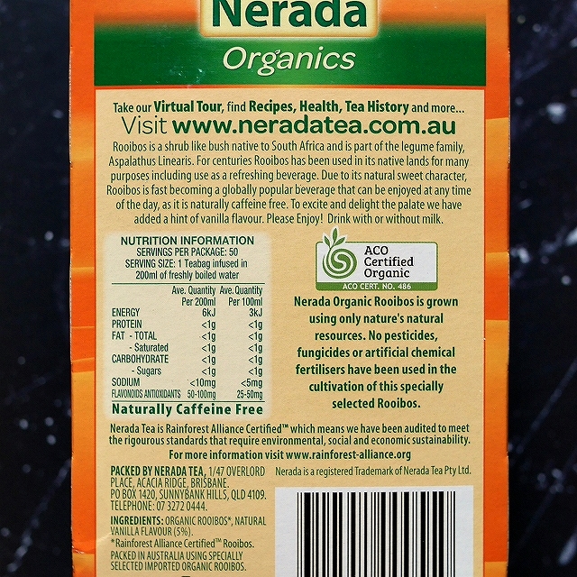 ネラダ　オーガニックルイボスティー　バニラフレーバー　Nerada Organics Rooibos　50袋92g の口コミ