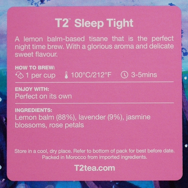 T2　スリープタイト　ハーブティー　紅茶ティーバッグ　レモンバーム　ラベンダー　10個入り　Sleep Tightの口コミ