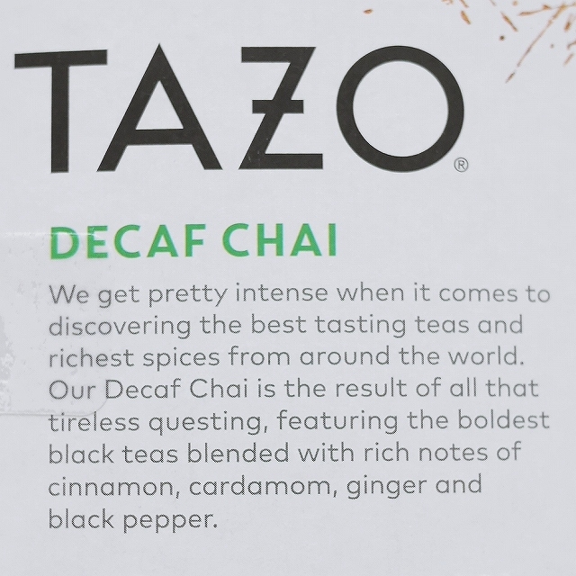 タゾティー　デカフェチャイ　ブラックティー　ティーバッグ　20袋入り　TAZO DECAF CHAIの口コミ