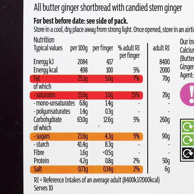 セインズベリーズ　ジンジャーショートブレッド　Sainsbury's taste GINGER SHORTBREADの口コミ