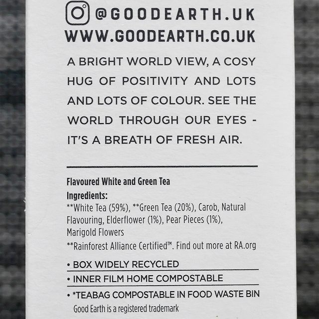 グッドアース　ホワイトティー　エルダーフラワー＆ペア　ティーバッグ　GOOD EARTH WHITE TEAの口コミ