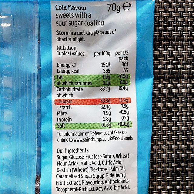 セインズベリーズ　フィジーコーラストローグミ　Sainsbury's FIZZY COLA STRAWSの口コミ