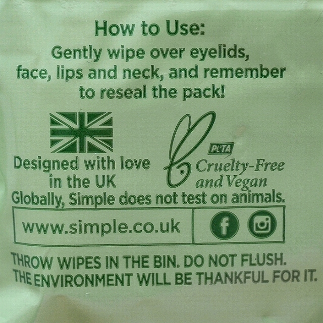 シンプル　クレンジングフェイシャルワイプ　敏感肌用　Simple cleansing facial wipesの口コミ