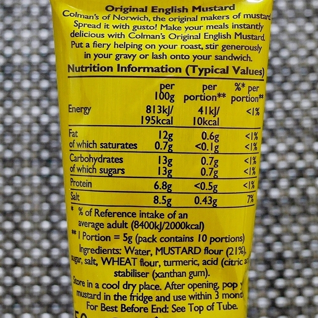 コールマン　オリジナルイングリッシュマスタード　チューブ入り　Colman's English Mustard 50gの口コミ