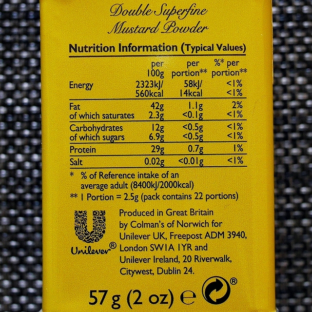 コールマン　マスタードパウダー　Colman's Double Superfine Mustard Powder 57gの口コミ
