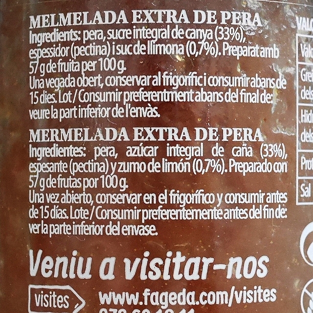La Fageda Melmelada extra de pera de Lleida　リェイダ産洋梨ジャムの口コミ