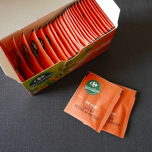 カルフール　ピーチマンゴーティー　Thé noir pêche mangue CARREFOUR SENSATIONの口コミ
