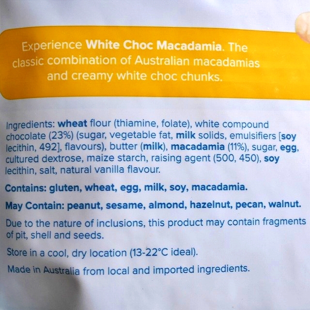 バイロンベイクッキー　ホワイトチョコマカダミア　BYRON BAY cookies WHITE CHOC 100gの口コミ