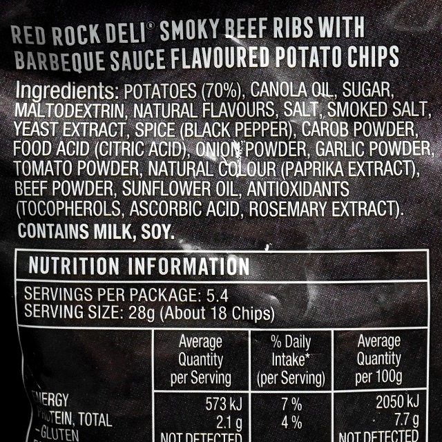 レッドロックデリ　スモーキービーフリブ　ポテトチップス　RED ROCK DELI SMOKY BEEF RIBSの口コミ